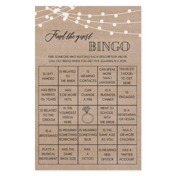Rustic Find the guest bingo bridal shower game Flyer