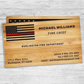 Rustic Firefighter Thin Red Line America Flag Wood