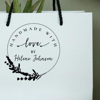 Rustic Floral Frame Handmade With Love Custom Rubber Stamp