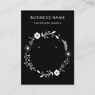 Rustic Floral Wreath Earring Display Black Card