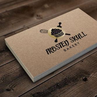 Rustic Frosted Skull Bakery Custom Crossbones Logo