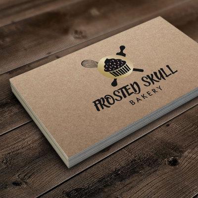 Rustic Frosted Skull Bakery Custom Crossbones Logo