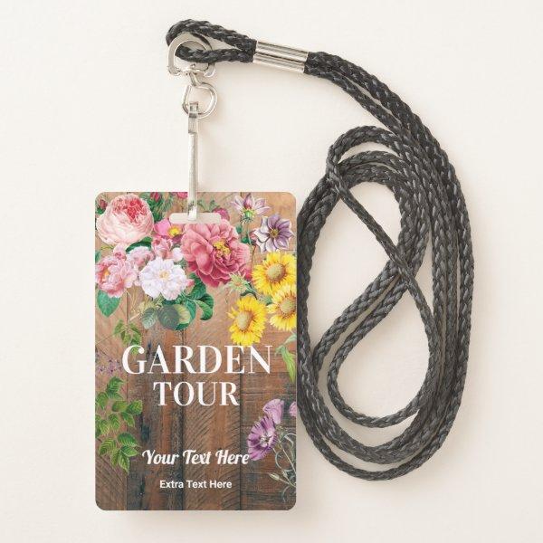Rustic Garden Tour Badge Ticket Pass