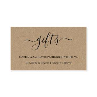 Rustic Gift Registry Insert / Invitation Enclosure