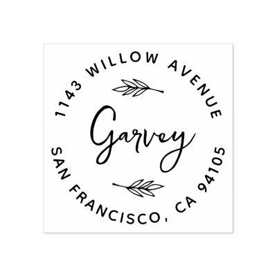 Rustic Hand-Lettered Family Name Return Address Rubber Stamp