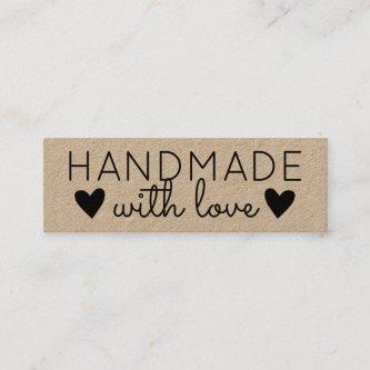 Rustic Handmade with Love Black Hearts Kraft Paper Mini