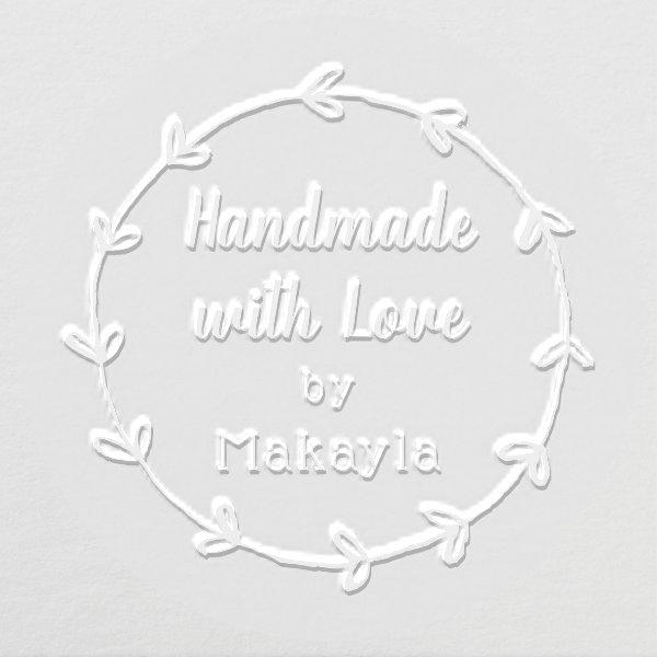 Rustic Handmade with Love Personalized Business Embosser