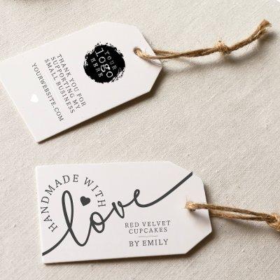 Rustic Handmade with Love Script Heart Baked Goods Gift Tags