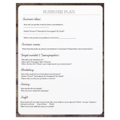 Rustic Handwriting Business Plan Sheet Page