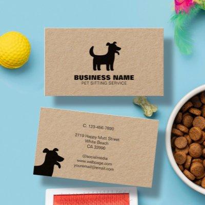 Rustic Happy Dog Silhouette Logo Pet Service Kraft