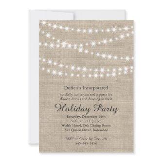 Rustic Holiday Twinkle Lights Invitation (corp)