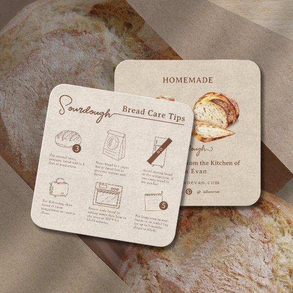 Rustic Homemade Sourdough Bread Care Instruction Square