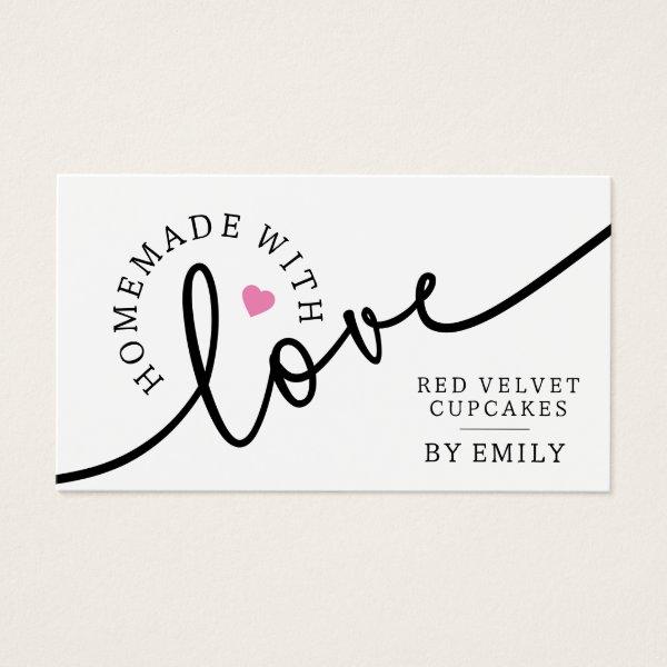 Rustic Homemade with Love Script Pink Heart