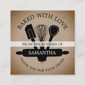 Rustic Kraft Baked With Love Order Thank You   Square
