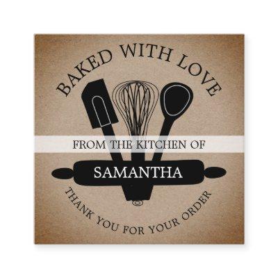 Rustic Kraft Baked With Love Order Thank You   Square