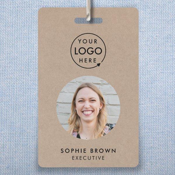 Rustic Kraft Business ID | Minimalist Employee QR Badge