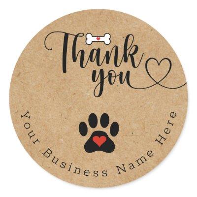 Rustic kraft - Dog Paw Custom Thank You Stickers