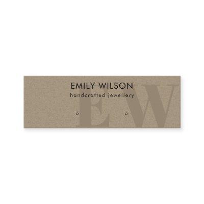 Rustic Kraft Monogram Stud Earring Display Mini