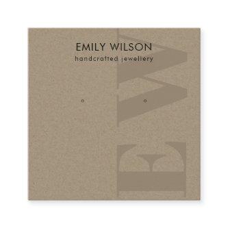 Rustic Kraft Monogram Stud Earring Display Square