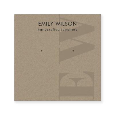 Rustic Kraft Monogram Stud Earring Display Square
