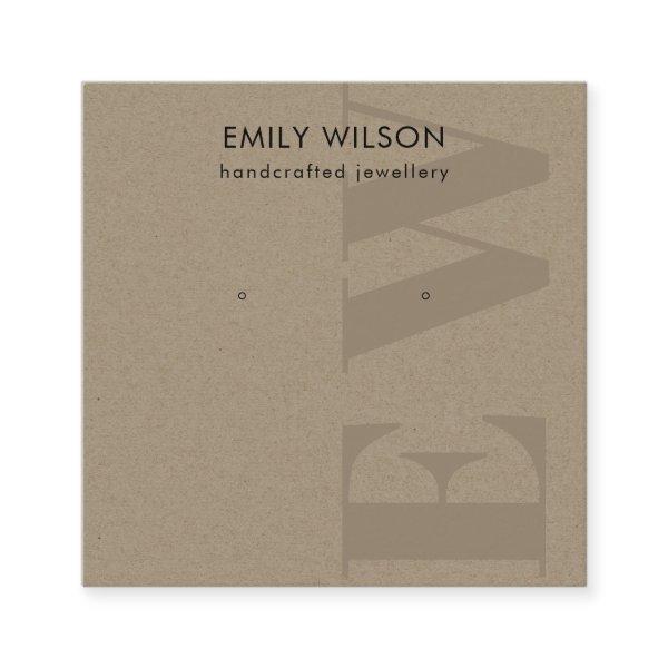 Rustic Kraft Monogram Stud Earring Display Square