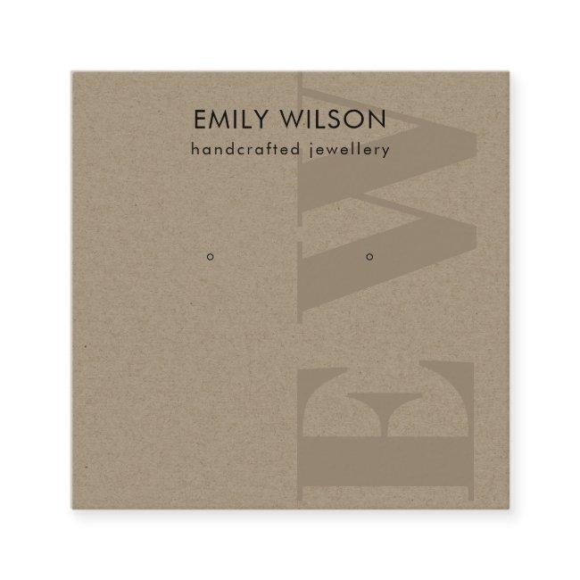 Rustic Kraft Monogram Stud Earring Display Square