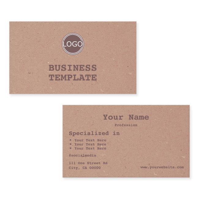 Rustic Kraft Paper Vintage Brown Simple with Logo