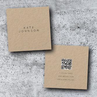 Rustic Kraft Simple Minimalist QR Code Square