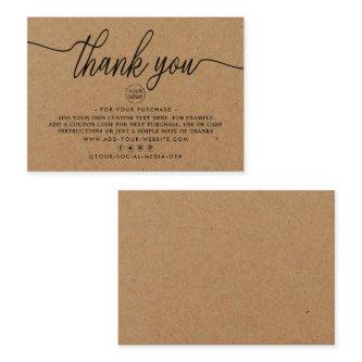 Rustic Kraft Simple Script Business Thank You Enclosure Card
