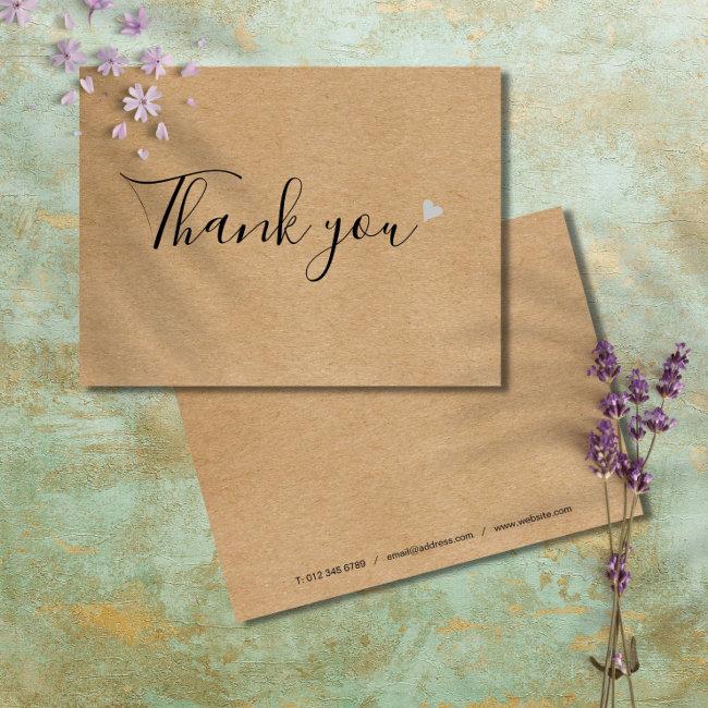Rustic Kraft Simple Script Business Thank You Postcard