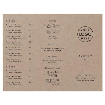Rustic Kraft Takeout | Restaurant Takeaway Menu