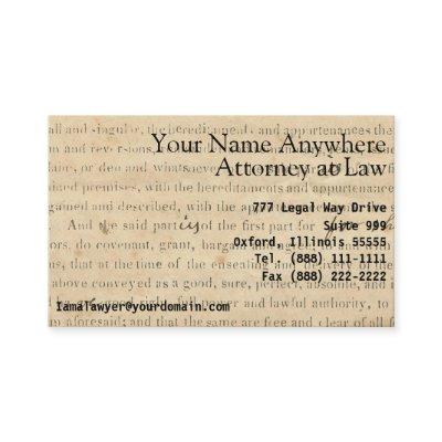 Rustic Lawyer Card 1860's Legal Document Ephemera