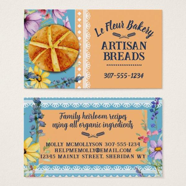Rustic loaf of bread flowers lace baking bakery