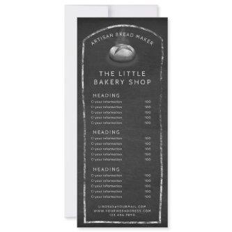 Rustic menu or price list chalkboard bread baker invitation