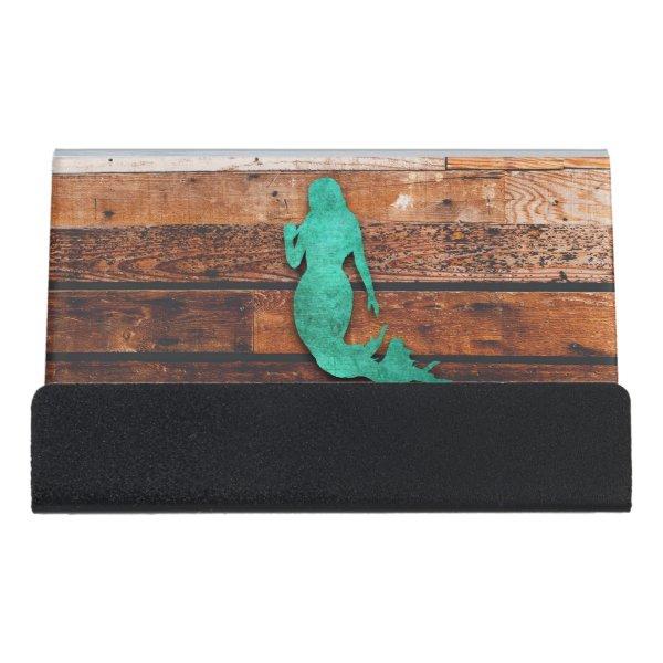 Rustic Mermaid (Wooden Boards) Desk  Holder