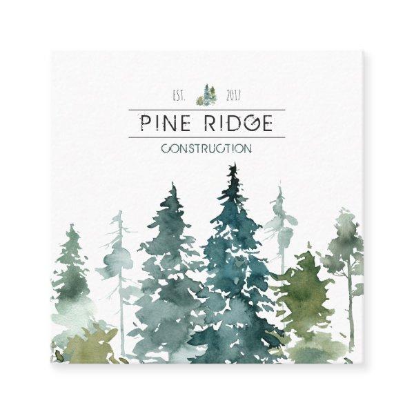 Rustic Minimalist Watercolor Pines Square Square