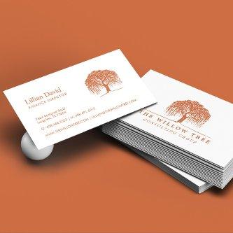 Rustic Modern Brunt Orange Willow Tree Logo