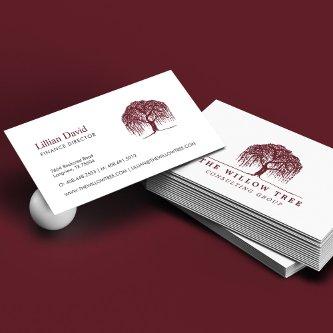 Rustic Modern Burgundy Willow Tree Logo