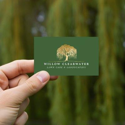 Rustic Modern Green & Gold Willow Tree Landscaping