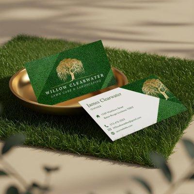 Rustic Modern Green & Gold Willow Tree Landscaping