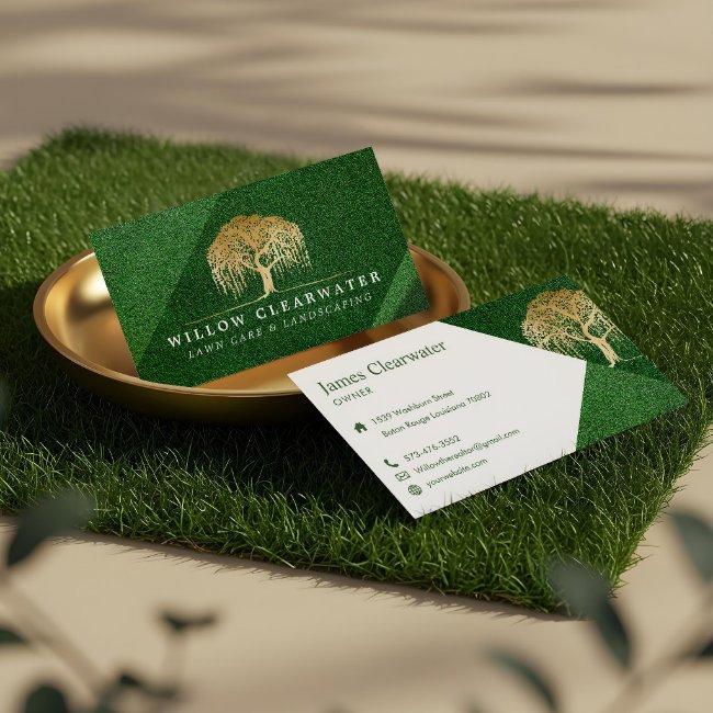 Rustic Modern Green & Gold Willow Tree Landscaping