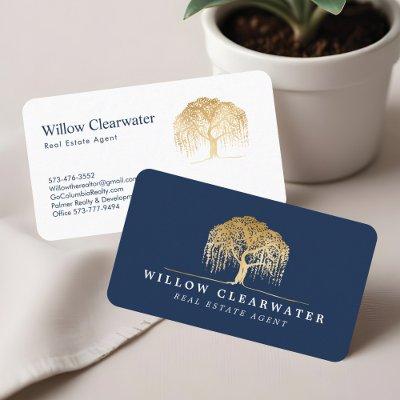 Rustic Modern Navy & Gold Willow Tree Logo