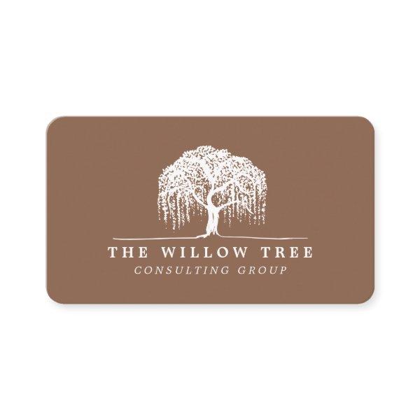 Rustic Modern Tan Brown & White Willow Tree Logo