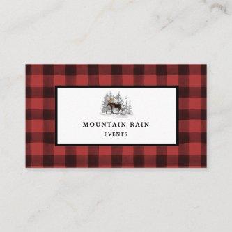 Rustic Mountain Red Black Plaid Check Moose 2