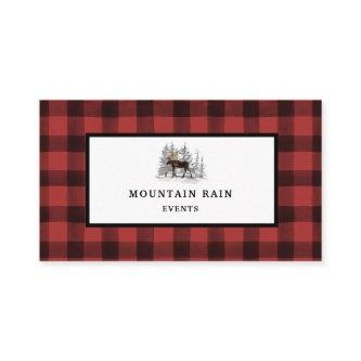 Rustic Mountain Red Black Plaid Check Moose 2