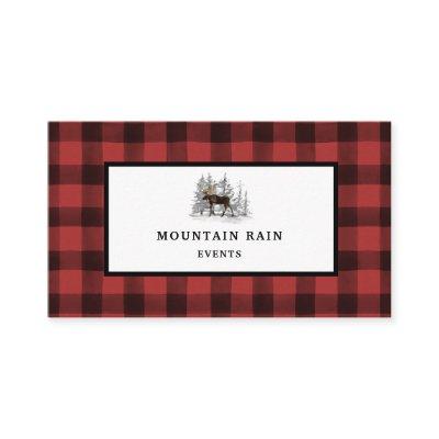 Rustic Mountain Red Black Plaid Check Moose 2