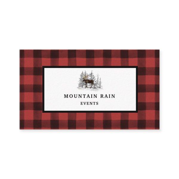 Rustic Mountain Red Black Plaid Check Moose