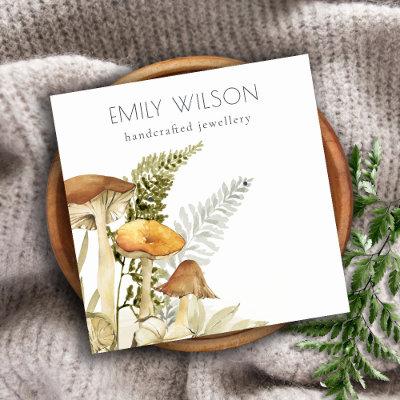 Rustic Mushroom Fern Foliage Stud Earring Display Square