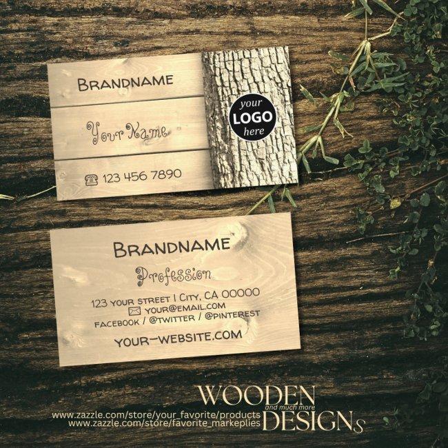Rustic Natural Wooden Boards Tree Bark Grain Logo