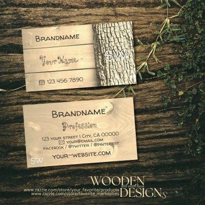 Rustic Natural Wooden Boards Tree Bark Monogram